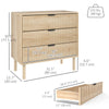 Bedroom Chest of Drawers, 3 Drawer Dresser with Fluted Panels and Solid Wood Legs, Storage Cabinet for Living Room, Oak