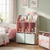 Qaba Kids Bookshelf with Storage, Toy Storage Unit with Book Display, Shelves and Fabric Drawers for Playroom Nursery, Pink