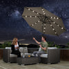 8.8 ft Solar Powered Outdoor Patio Umbrella Round Market Table Umbrella with Adjustable LED Lights Tilt Crank Dark Grey