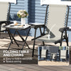 3 Pieces Patio Bistro Set, Outdoor Folding Table and Chairs Set, Metal Patio Furniture Set with Cup Holders