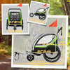 3-in-1 Bike Trailer for Kids, Running Stroller with 2 Seats, Jogging Cart with 5-Point Harness, Storage Units