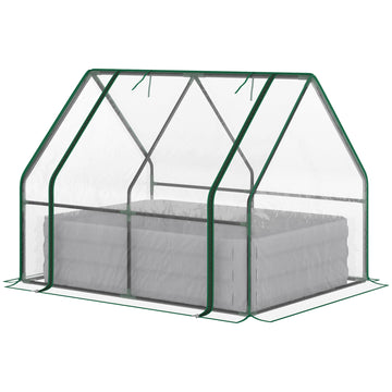 Steel Outdoor Raised Garden Bed with Greenhouse,Cover, Roll Up Door, Dual Use, 50