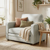 Accent Chair, Velvet-feel Fabric Armchair with Wide Seat, Spring Cushion, Solid Wood legs
