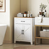 Farmhouse Bathroom Storage Cabinet, Bathroom Cabinet with Barn Doors and Adjustable Shelf, White