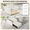 Convertible Chair Bed, Pull Out Sleeper Chair with USB, Adjustable Backrest, Small Velvet Futon Sofa Bed, Cream White