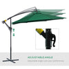 10' Deluxe Patio Umbrella, Outdoor Market Parasol, Banana Hanging Offset Sunshade with Crank, Cross Base, Dark Green