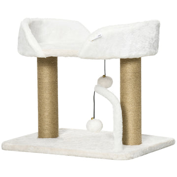 Cat Tower Condo for Indoor Cats, Small Cat Tree with Jute Scratching Posts, Top Perch, Dangling Balls