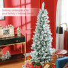 6ft Pencil Christmas Tree, Flocked Tree with 479 Branch Tips and Metal Base for Home, Indoor, Holiday