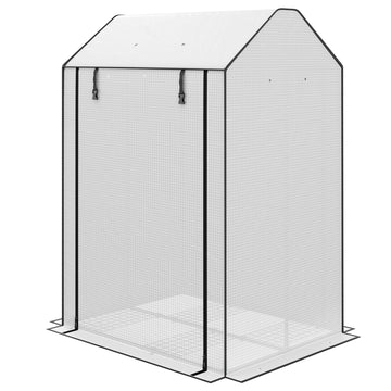 Mini Greenhouse with 4 Wire Shelves, Portable Tomato Greenhouse with Roll Up Door, 39.4