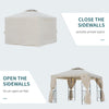 10' x 10' Patio Gazebo Outdoor, Canopy Shelter with Double-tier Roof, Pavilion Sidewalls for Garden Events, Cream White