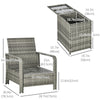 3 Pieces Wicker Patio Furniture Set, Rattan Bistro Set with Storage Coffee Table and Thickened Cushions, Outdoor Conversation Set for Garden, Porch, Balcony, Beige