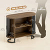 Sideboard Buffet Cabinet with Curved Tambour Doors, Thick Tabletop and Arc Metal Legs Brown and Black