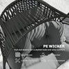 Wicker Egg Chair, Indoor Outdoor Rattan Lounge Chair with Thick Cushion and Headrest, Steel Frame, Adjustable Pads, Grey