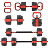 6-in-1 Adjustable Dumbbell Set, Used as Kettlebell, Barbell, Dumbbell, Push-Up Stand, 55lbs Free Weights Set, Red