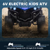 Qaba 6V Kids ATV, 4 Wheeler Electric Ride on Car with Music and LED Headlights, for Ages 37-72 Months Boys and Girls, Blue