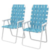 Set of 2 Folding Patio Chairs, Portable Chair Set with Armrests for Camping, Garden, Pool, Beach, Backyard, Blue