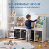 Qaba Kids Storage Shelf with Reading Nook, Toy Storage Organizer with Seat Cushion, 3 Fabric Drawers for Playroom, Nursery