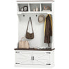 3-in-1 Hall Tree with LED Lights and Bench, Coat Rack with Shoe Storage, White Wood Grain with Light