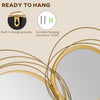 Metal Wall Art Gold Frame Circle Bathroom Mirror Decor Home Hanging Wall Sculptures for Living Room Bedroom Dining Room, 42.25