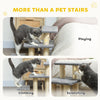 Cat Stairs with 2 Sisal Scratching Post for High Bed Couch, Adjustable 3-Tier Pet Stairs, White &