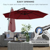 9.7ft Offset Patio Umbrella Garden Hanging Parasol Banana Cantilever Umbrella with Base, Crank, Wine Red