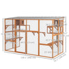 Cat Catio, Large Outdoor Cat Enclosure with 2 Condos, Jumping Platforms, Waterproof Roof, Orange