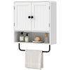 Wall Mounted Bathroom Cabinet, Bathroom Wall Cabinet with 2 Doors, Adjustable Shelf Storage, White