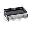 3 Burner Liquefied Gas Grill, Portable Tabletop BBQ Grill, for Camping, Picnic, Silver