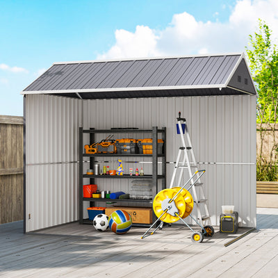 8.5' x 5.5' Metal Garden Storage Shed, Outdoor Tool Storage House with Lockable Door, Vents, Sloped Roof
