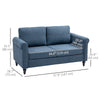 Vintage Loveseat, Upholstered Love Seat Furniture, Chenille-feel Fabric 2 Seater Sofa Couch with Rolled Arms, Gourd-Shaped Rubber Wood Legs for Living Room, Dark Blue