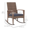 Outdoor PE Rattan Rocking Chair, Garden Glider Rocking Chair, Wicker Patio Chair Set with Armrest and Cushion, Dark Blue