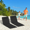 2 Pieces Beach Lounge Chair, Outdoor Folding Chaise Lounge Set w/ Pillow for Sunbath, Snap, Black