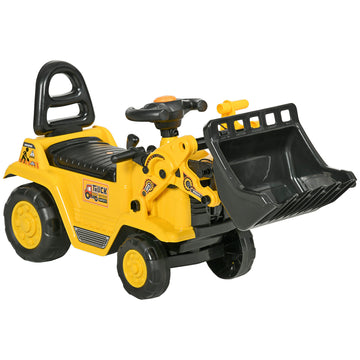Ride-On Toy Bulldozer with Bucket Horn Steering Wheel Storage Toddlers for 18-48 Months, Yellow