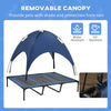 Elevated Cooling Pet Bed Portable Raised Dog Cot with Canopy for XL Sized Dogs, Dark Blue