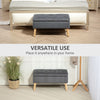 Storage Ottoman with Lid, Velvet Upholstered Storage Bench with Wood Legs for Living Room, Charcoal Grey