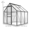 6' x 12' x 6.5' Walk-in Greenhouse, Polycarbonate Greenhouse with Adjustable Roof Vent, Base, Sliding Door, Grey