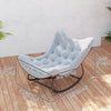 Oversized Rattan Patio Egg Chair, Outdoor Rocking Chair with Padded Cushion for Indoor, Porch, Grey