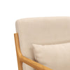 Fabric Lounge Chair, Velvet Armchair, Retro Accent Chair with Wood Legs and Thick Padding for Bedroom, Beige