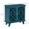 Storage Cabinet with Fretwork Doors and Shelf, Modern Freestanding Sideboard, Buffet, Blue