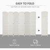 6ft Folding Room Divider, 6 Panel Wall Partition with Wooden Frame for Bedroom, Home Office, White