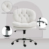Computer Desk Chair, Armless Office Chair with Wide Padded Seat and Adjustable Height, Cream White