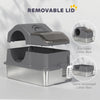 Extra Large Stainless Steel Cat Litter Box w/ High Sided, Removable Lid, Scoop, Odor Free, Non-Sticky, Dark Grey