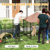 Outdoor Dog Kennel with 2 Rooms, Rotating & Adjustable Height Bowls, Waterproof UV-Resistant Cover, 16.2' x 4.7' x 5.1'