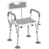 Adjustable Shower Chair with Arms Back and Padded Seat, Light Grey