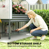 Galvanised Raised Garden Bed with Greenhouse Cover, Metal Elevated Planter Box with Bed Liner, Bottom Shelf, Dark Grey