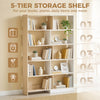 Corner Bookshelf, 5-Tier L-Shaped Bookcase with 350° Rotating Design, Two-Tone Design, Fruitwood/White