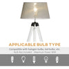 Tripod Floor Lamp, Adjustable Height Wooden Standing Lamp with E26 Lamp Base for Living Room, Bedroom, White and Grey