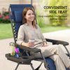 Zero Gravity Chair Set of 2, Folding Reclining Outdoor Lounge Chair with Cup Holder, Headrest, Dark Blue