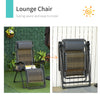 Wicker Folding Lounge Chair with Adjustable Backrest, Rattan Recliner Chair with Headrest & Side Table Tray, Grey