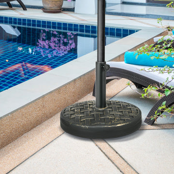 40lbs. Concrete Umbrella Base with Rattan Effect, Heavy Duty Parasol Stand for Outdoor Patio Umbrella, Bronze
